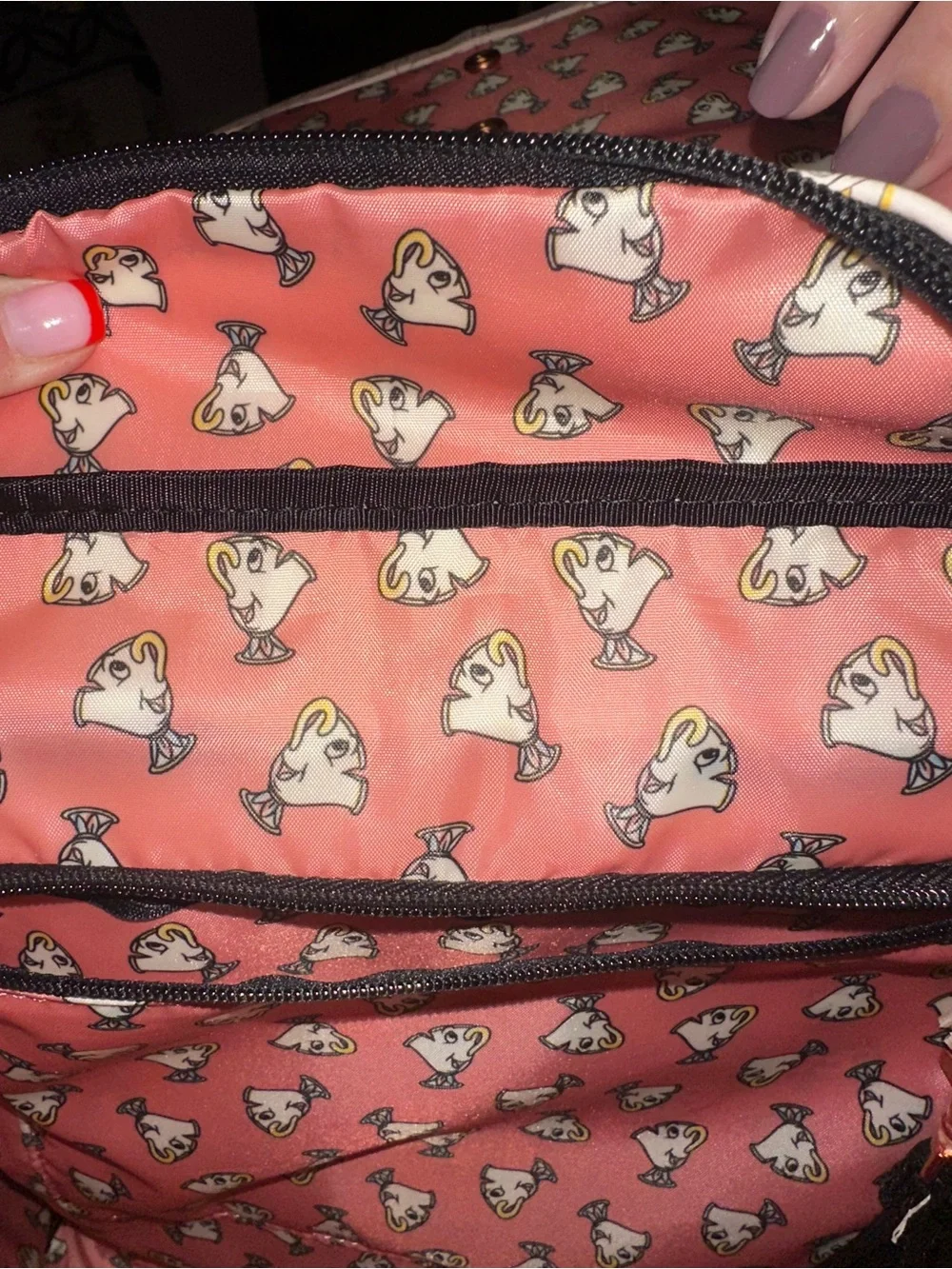 Belle Patterned Diaper Bag - Pink & Gold Accent